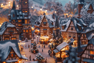 Marché de Noël en Allemagne avec décorations festives et lumières scintillantes