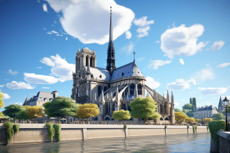 Cathédrale Notre-Dame de Paris avec ses tours et sa façade gothique