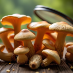 Chanterelles fraîches sur une table en bois avec lumière naturelle