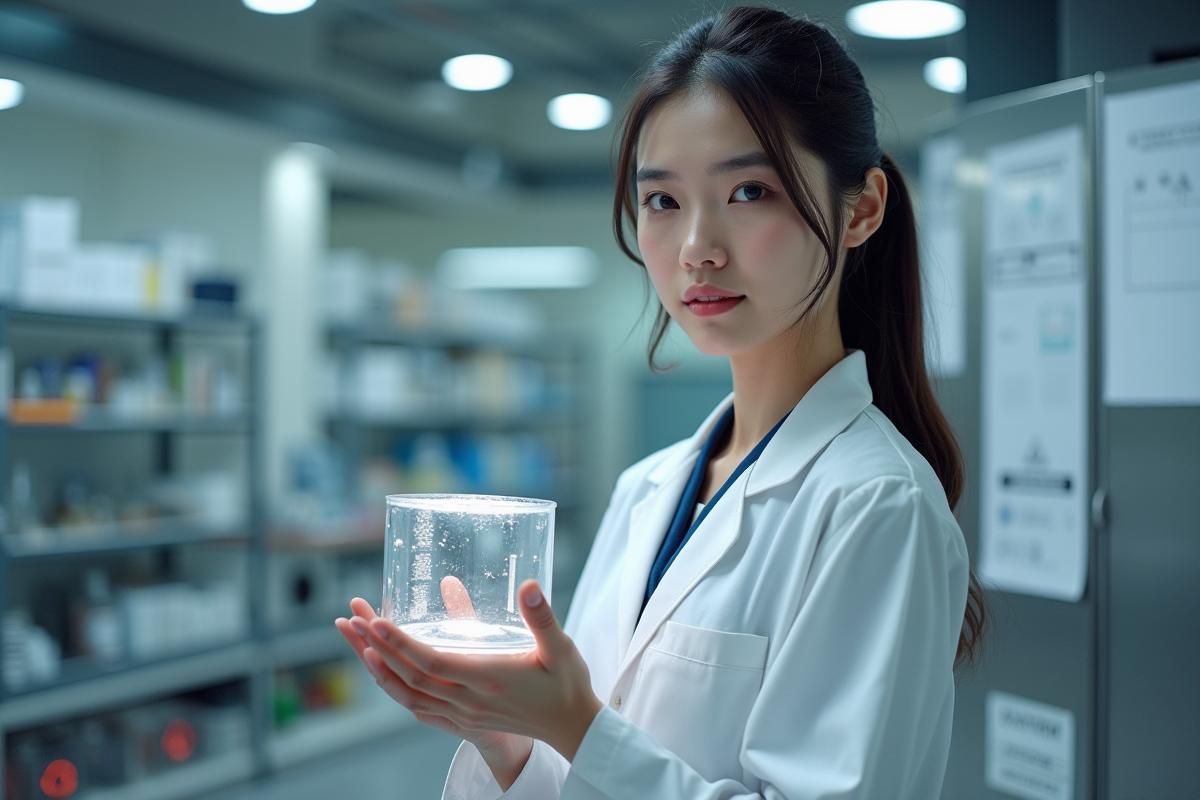 Jeune scientifique manipulant une pile à hydrogene en laboratoire