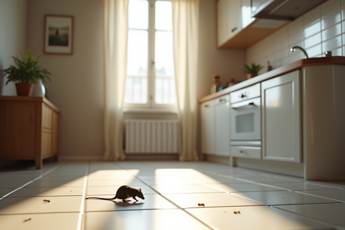 Cuisine moderne parisienne avec traces de rats