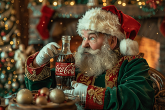 Père Noël en vert symbolisant la magie des fêtes anciennes