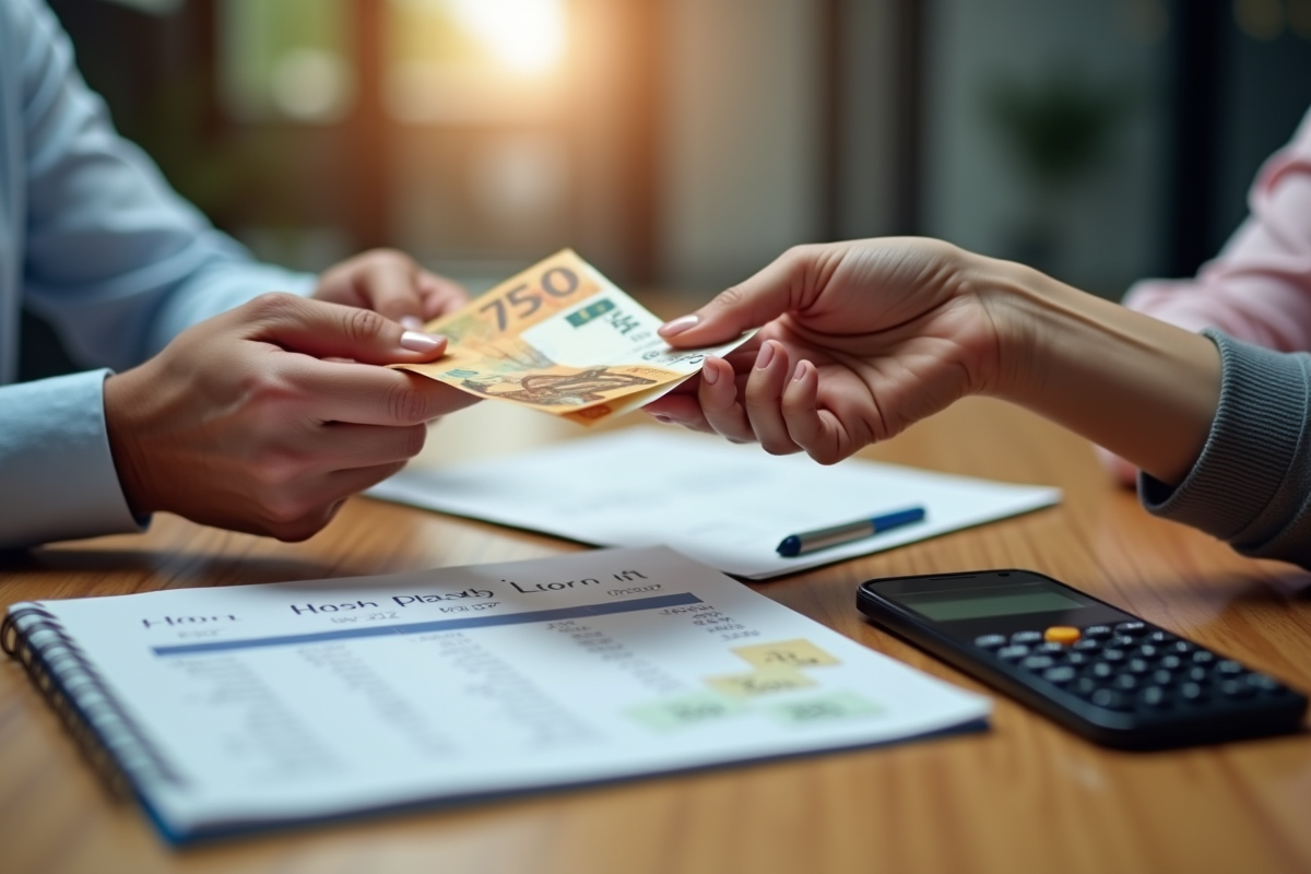 Deux mains échangeant des billets d