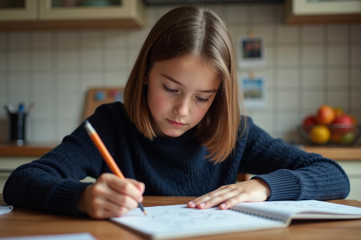 Jeune élève à la maison calcule le périmètre d