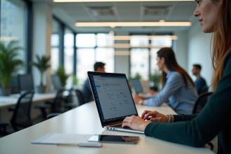 Espace de travail moderne à Angers avec collaborateurs
