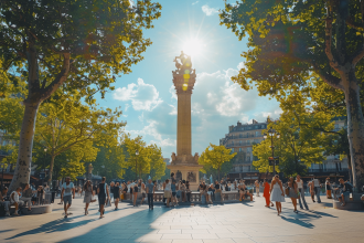 Symboles de la Révolution française gravés dans le pavé parisien