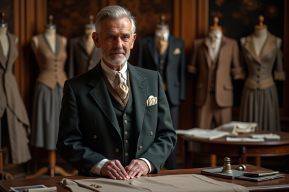Homme tailleur élégant dans un atelier parisien vintage