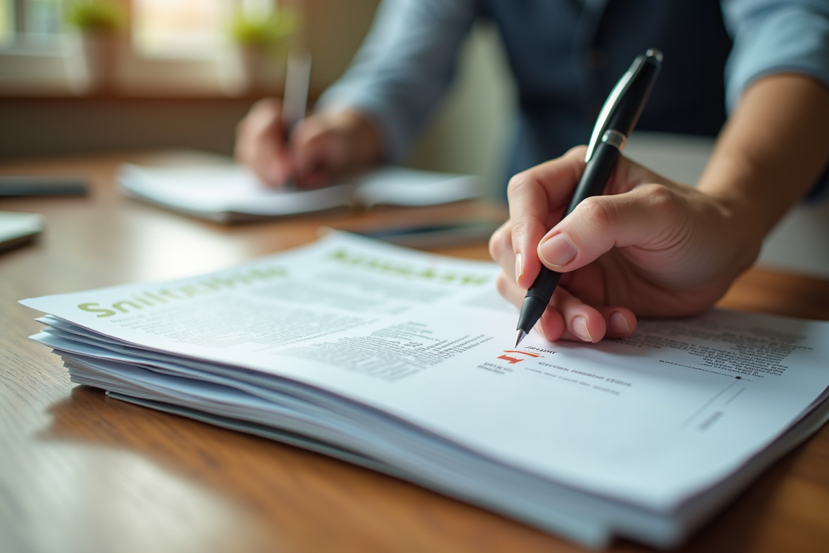Main tenant des magazines et un stylo sur un bureau lumineux