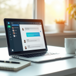 Ordinateur avec interface ChatGPT 4 en traduction