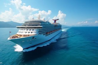 Bateau de croisière luxueux naviguant sur une mer turquoise