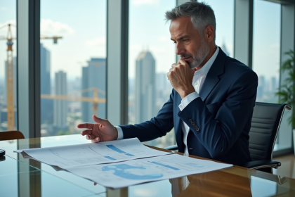 Promoteur immobilier en réunion dans un bureau moderne