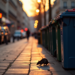 Rat dans une rue parisienne au petit matin