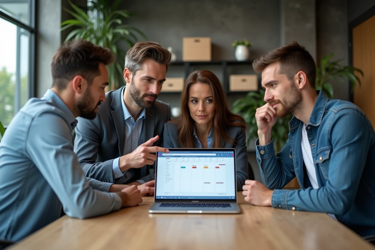Groupe de collègues discutant autour d