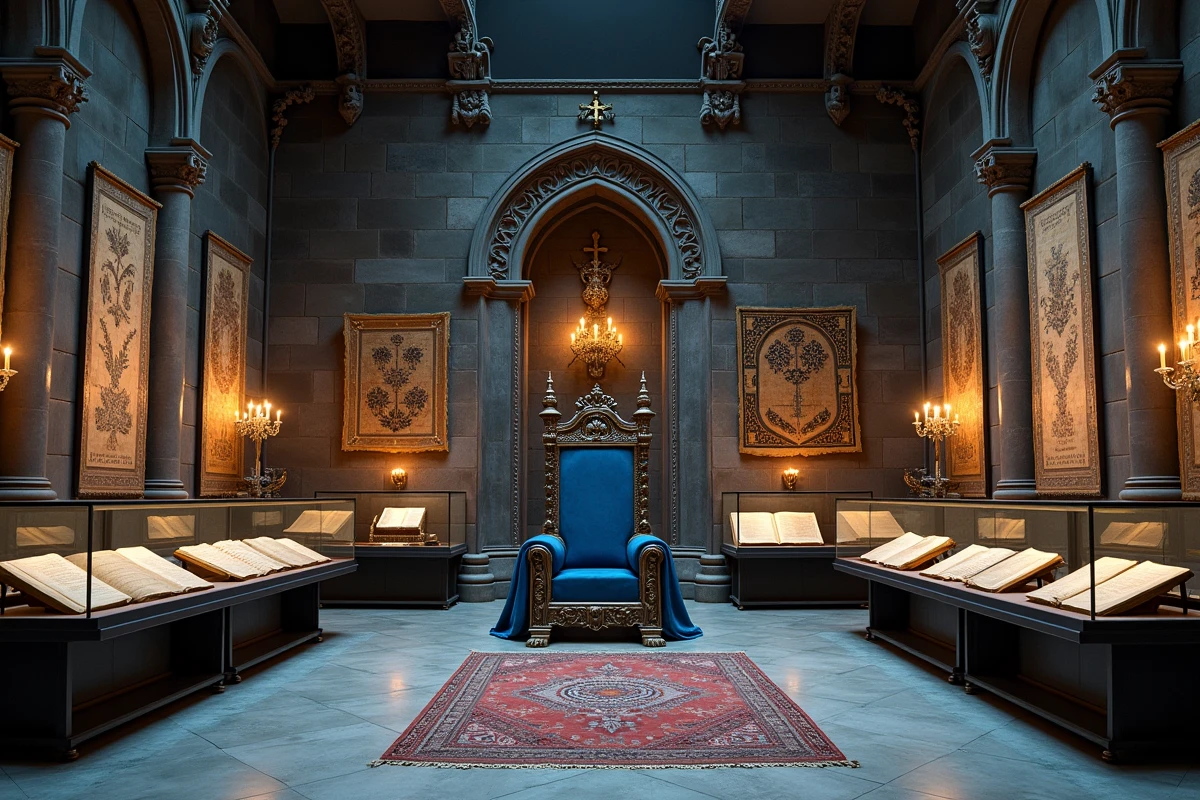 Reconstitution muséale d'une salle du trône médiévale française évoquant la cour du roi Charles VI